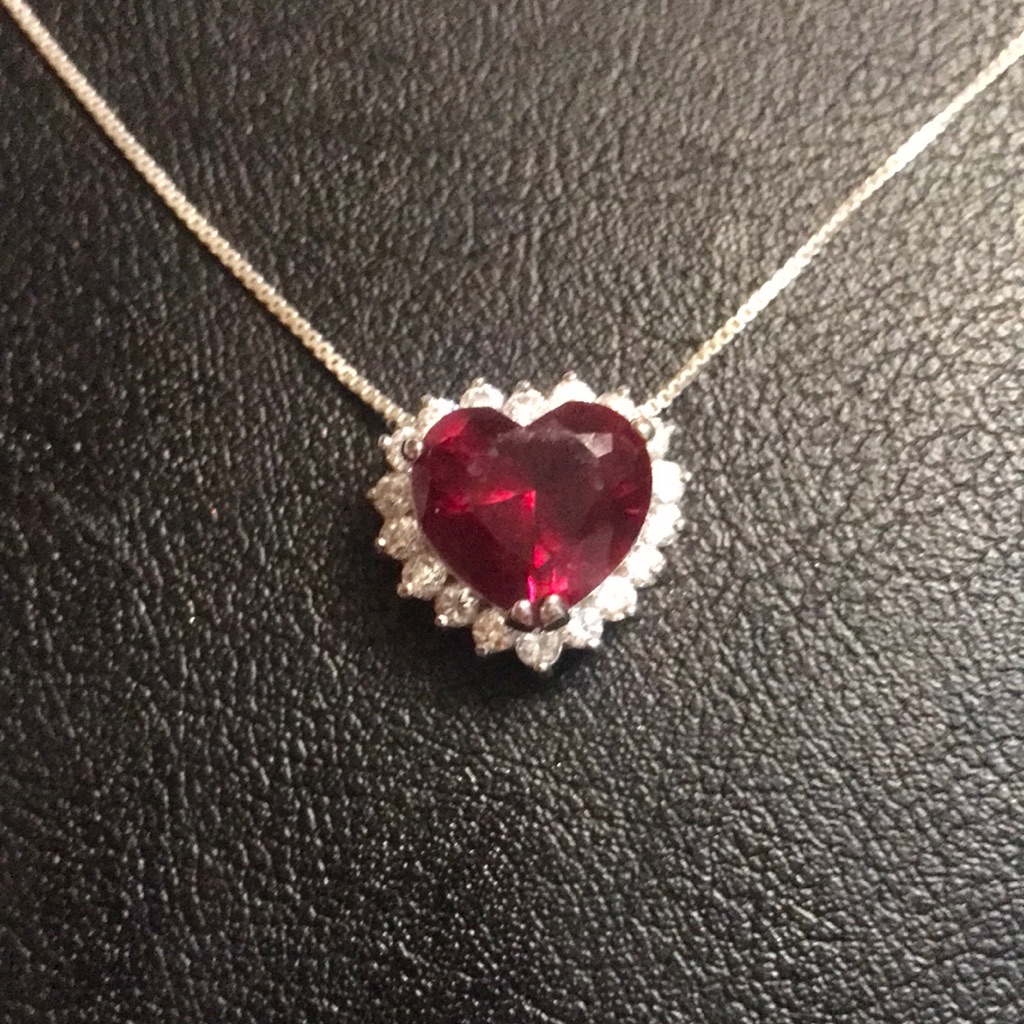 Red Heart Pendant And Sterling Silver Chain